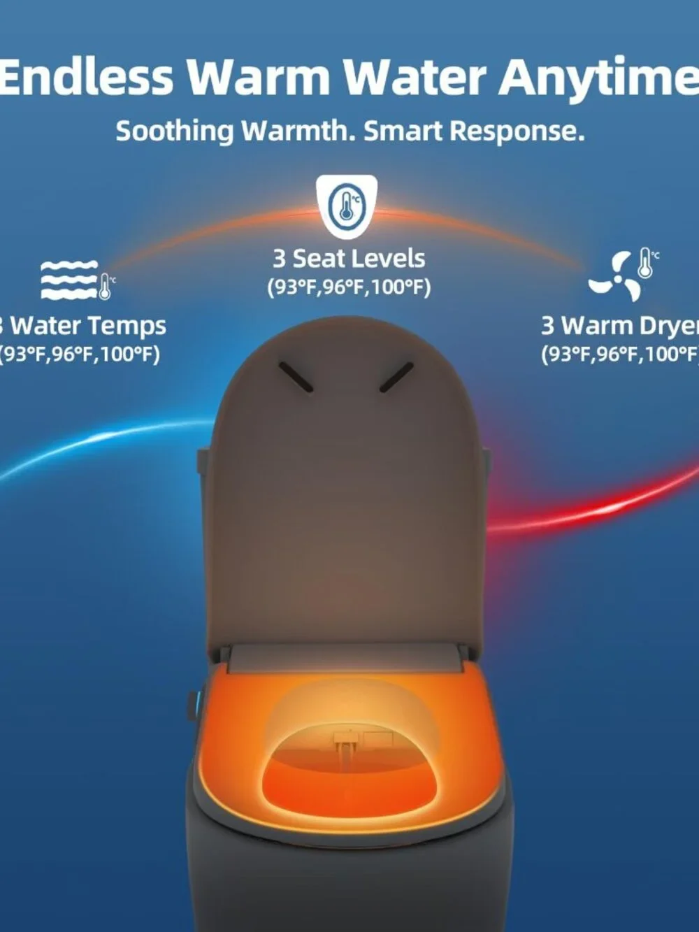 Electric Bidet Toilet Seat Heated Elongated Warm Water Dryer Remote Control Self